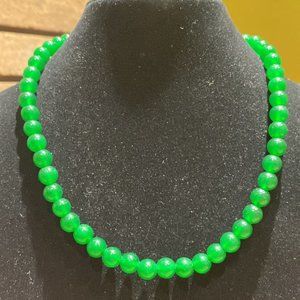 (SOLD) 8MM Dark Jade Bead Stretchy Cord Necklace/Bracelet/Anklet